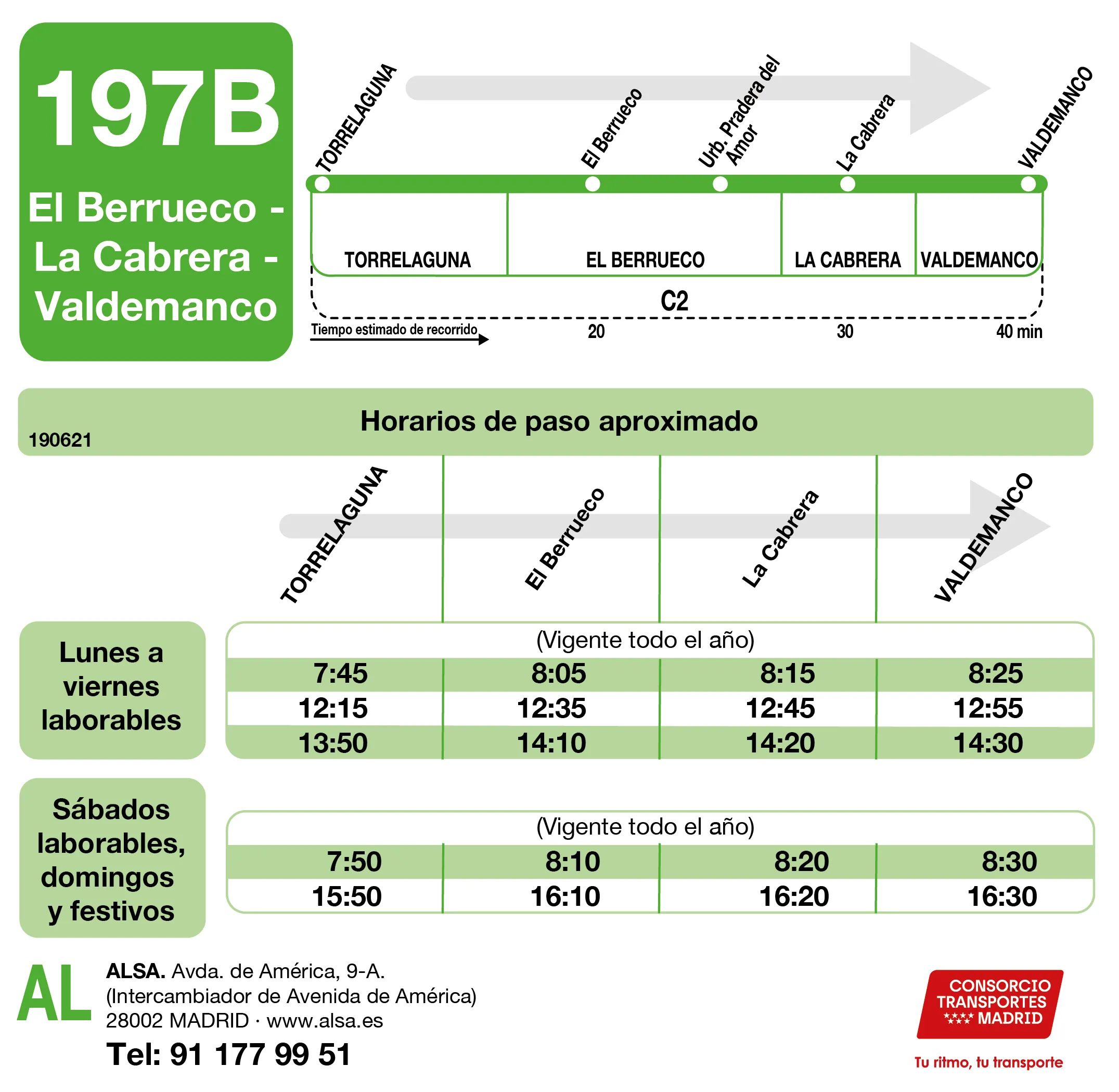 Horario de ida de la línea 197B - Autobuses interurbanos Madrid