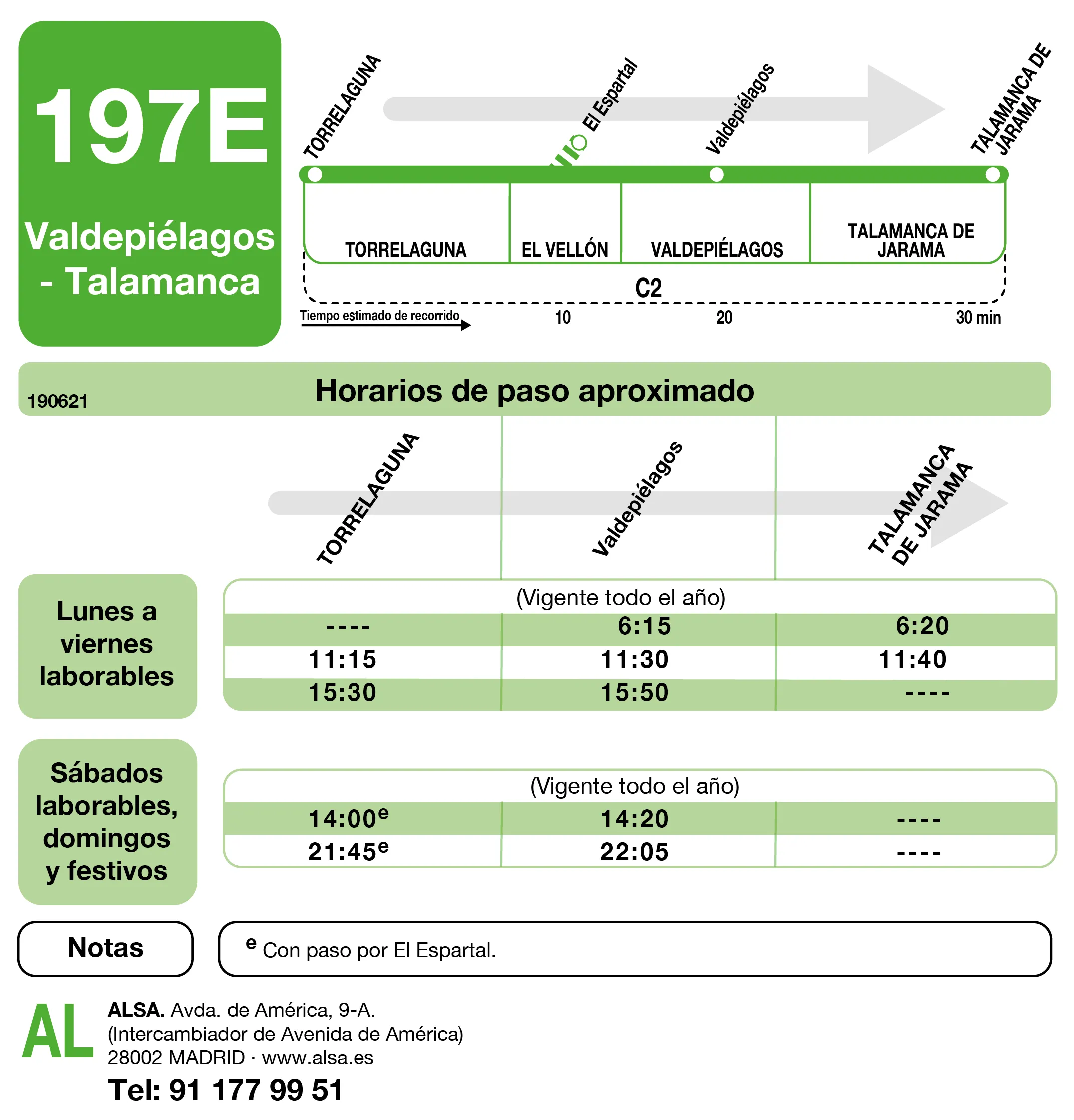 Horario de ida de la línea 197E - Autobuses interurbanos Madrid