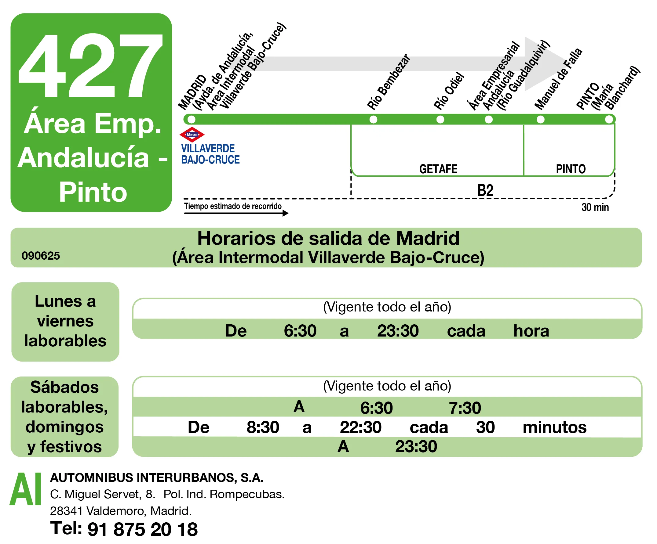Horario de ida de la línea 427 - Autobuses interurbanos Madrid