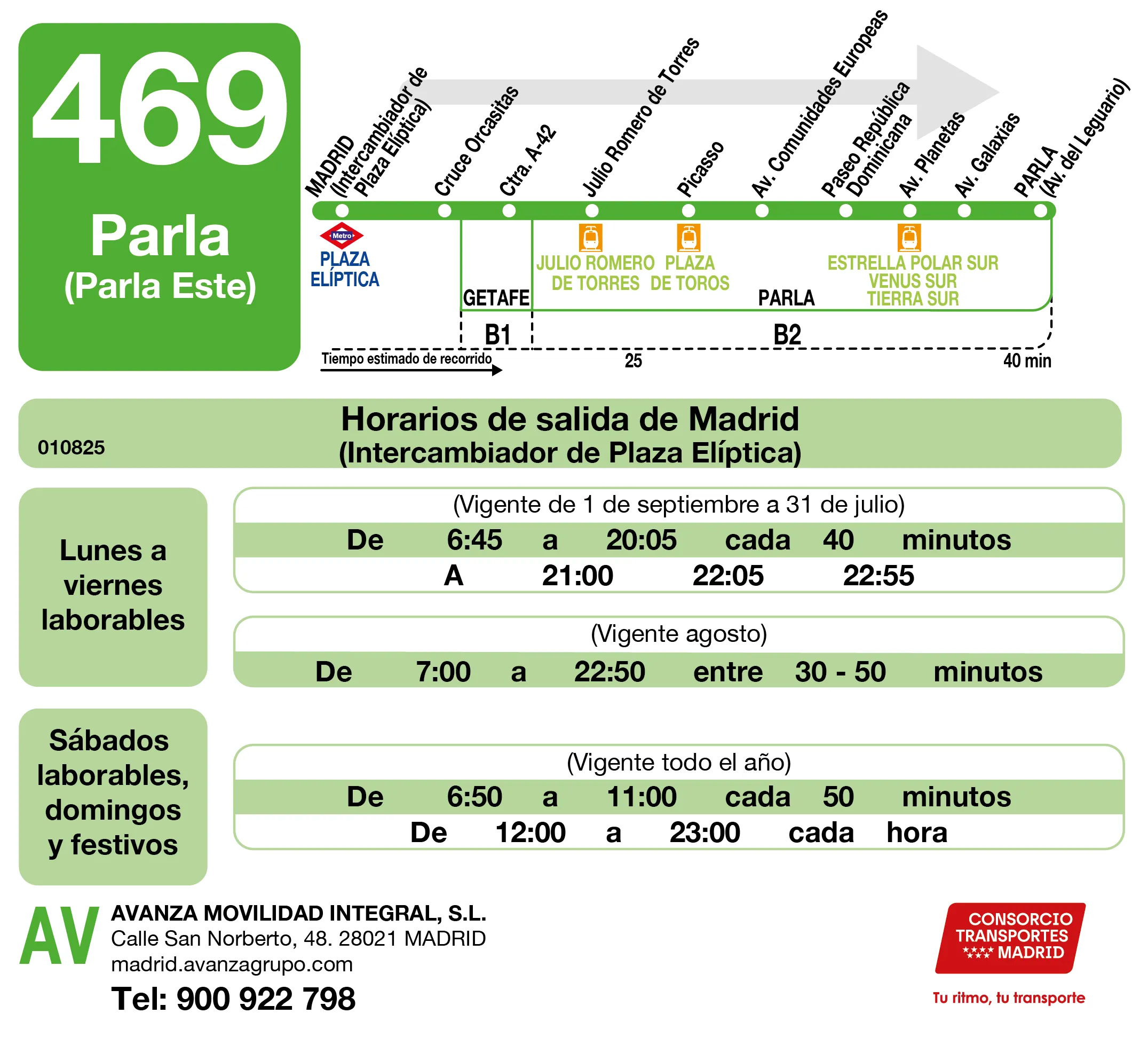 Horario de ida de la línea 469 - Autobuses interurbanos Madrid