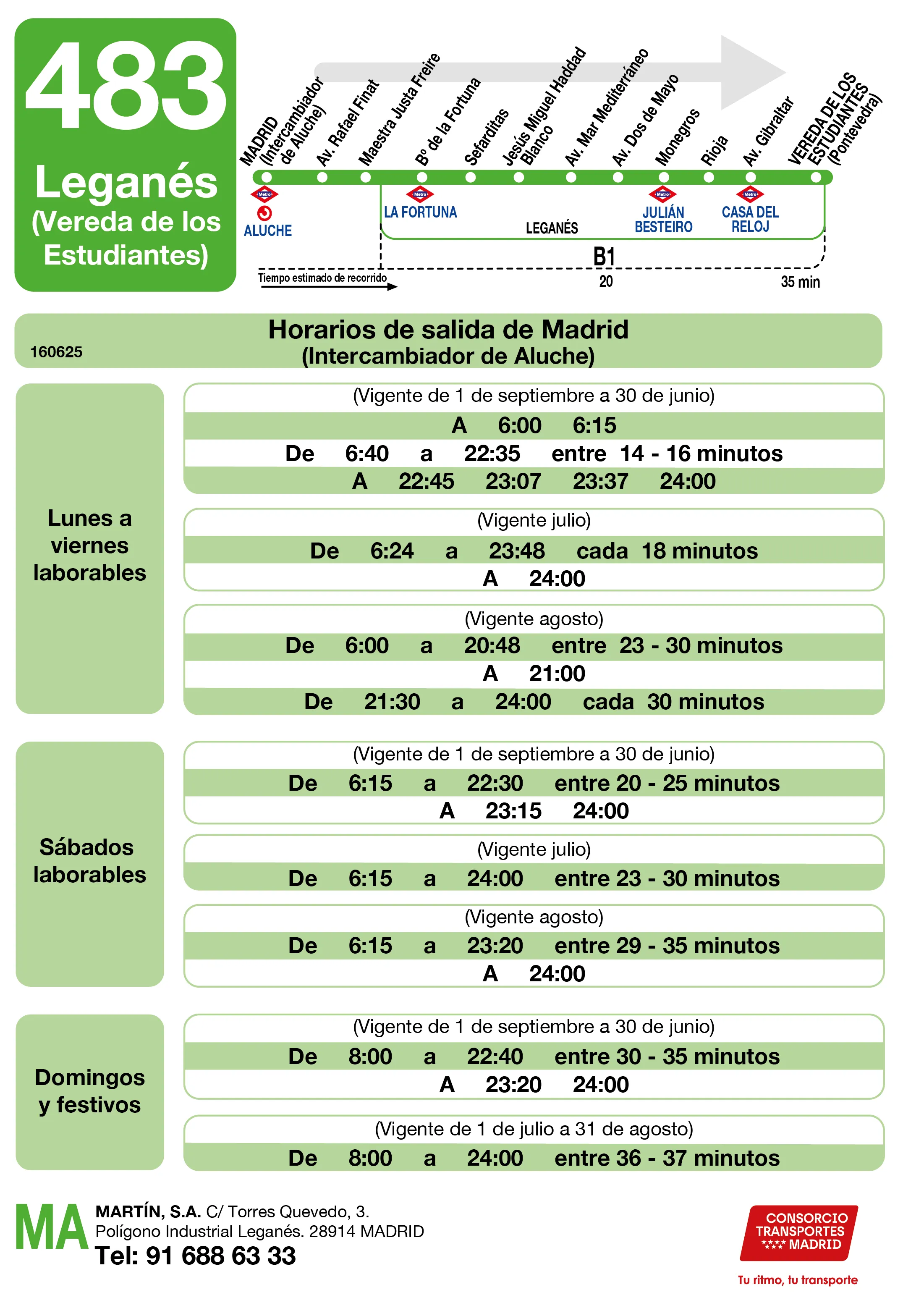 Horario de ida de la línea 483 - Autobuses interurbanos Madrid