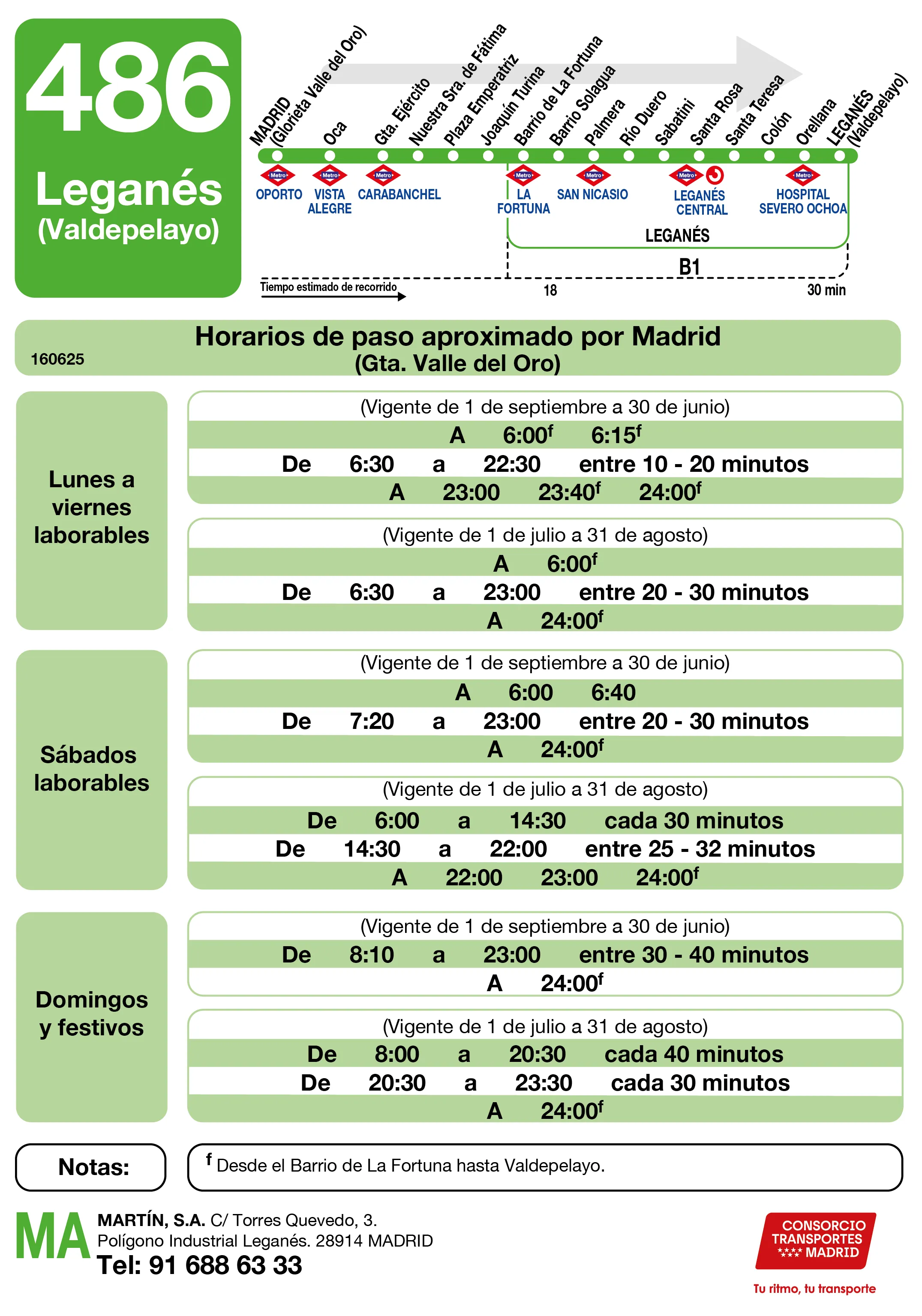 Horario de ida de la línea 486 - Autobuses interurbanos Madrid