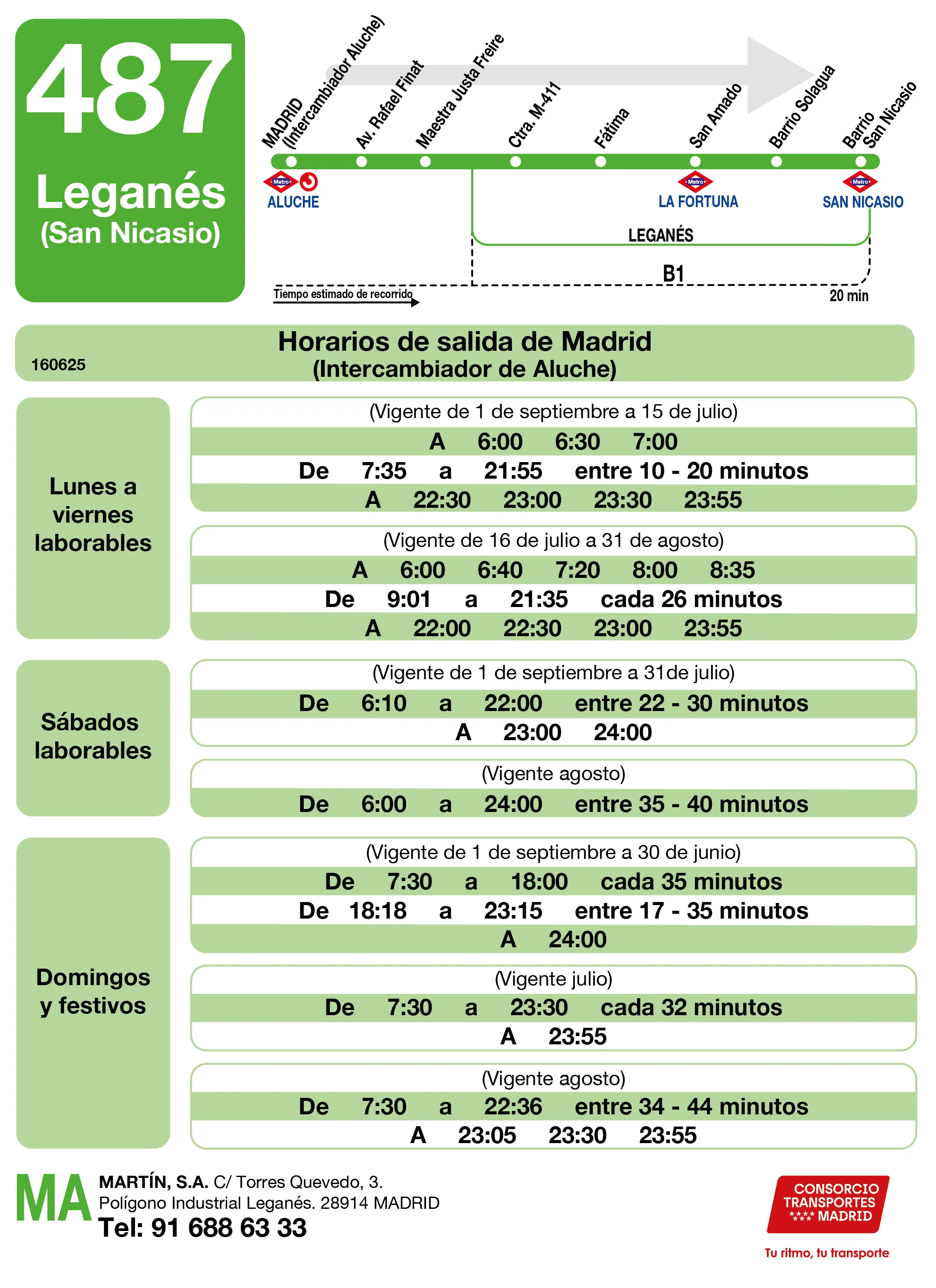 Horario de ida de la línea 487 - Autobuses interurbanos Madrid