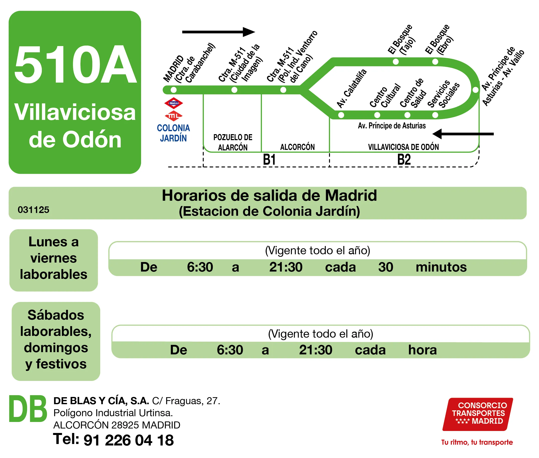 Horario de ida de la línea 510A - Autobuses interurbanos Madrid
