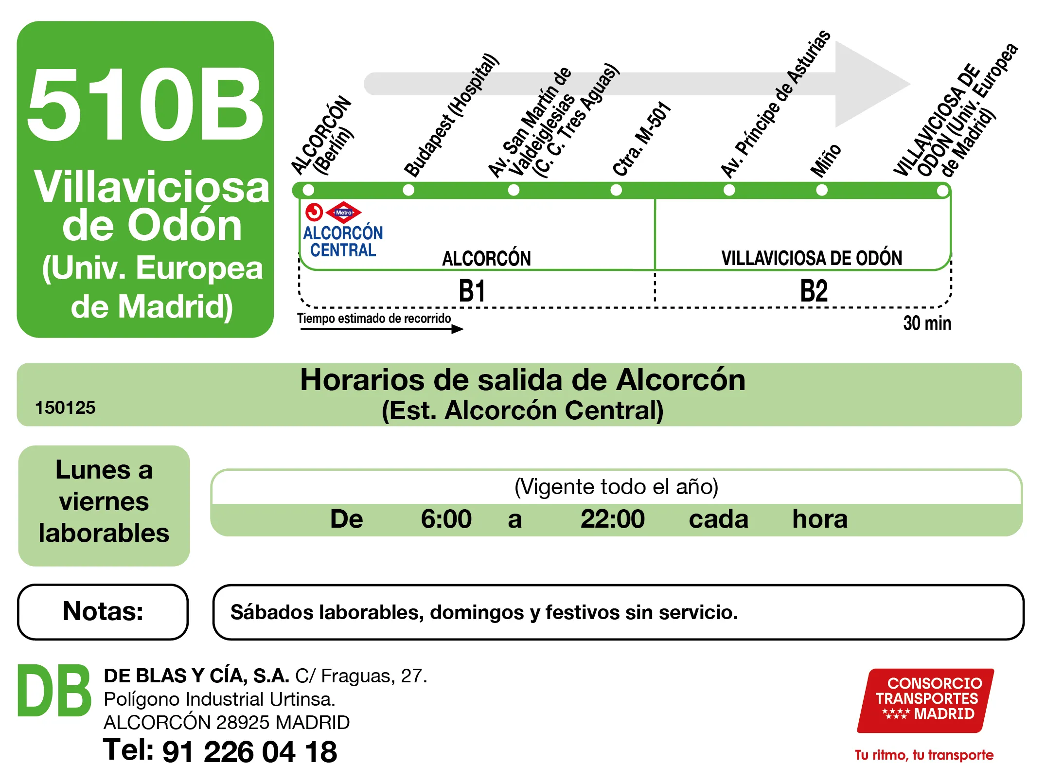Horario de ida de la línea 510B - Autobuses interurbanos Madrid
