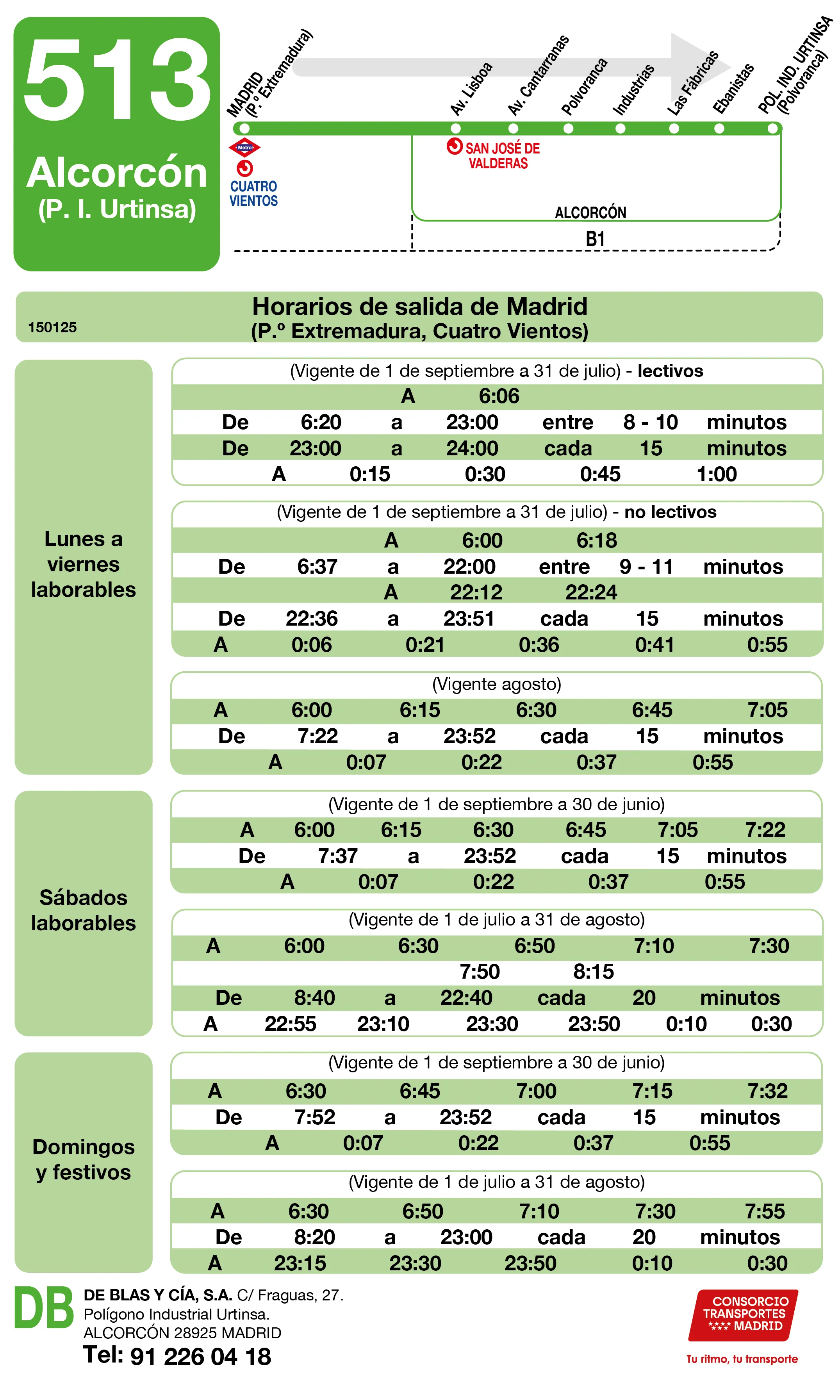 Horario de ida de la línea 513 - Autobuses interurbanos Madrid