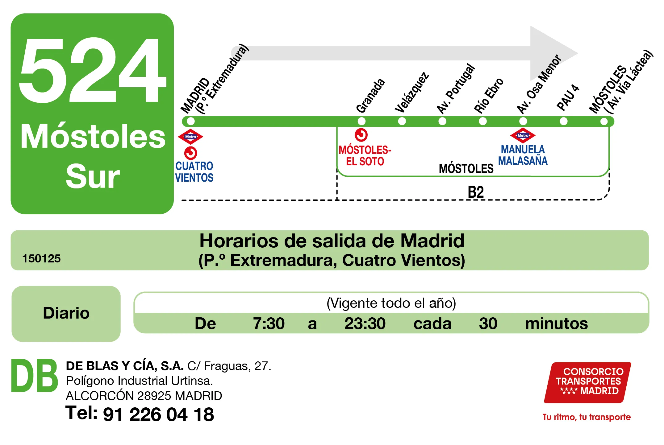 Horario de ida de la línea 524 - Autobuses interurbanos Madrid