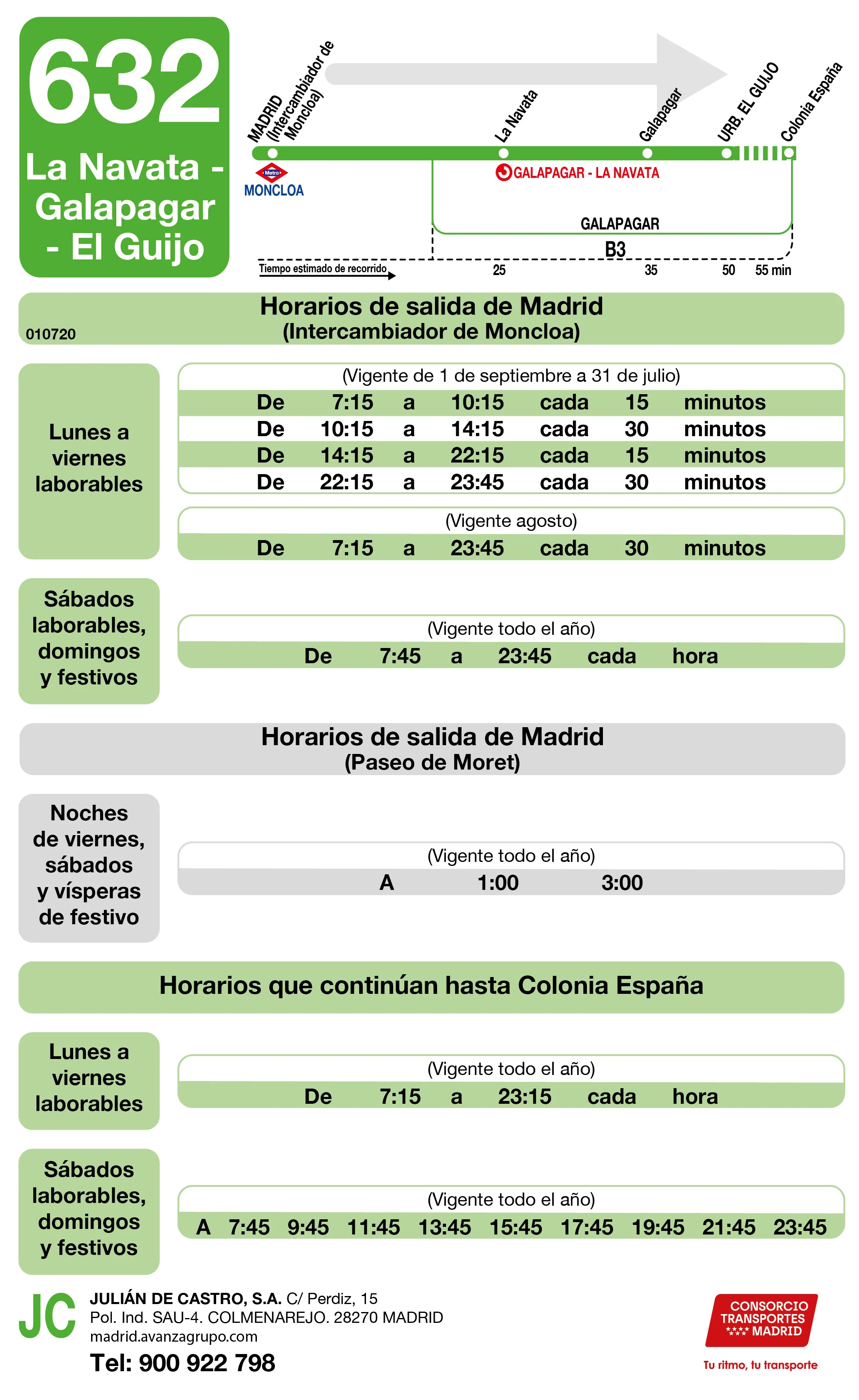 Horario de ida de la línea 632 - Autobuses interurbanos Madrid