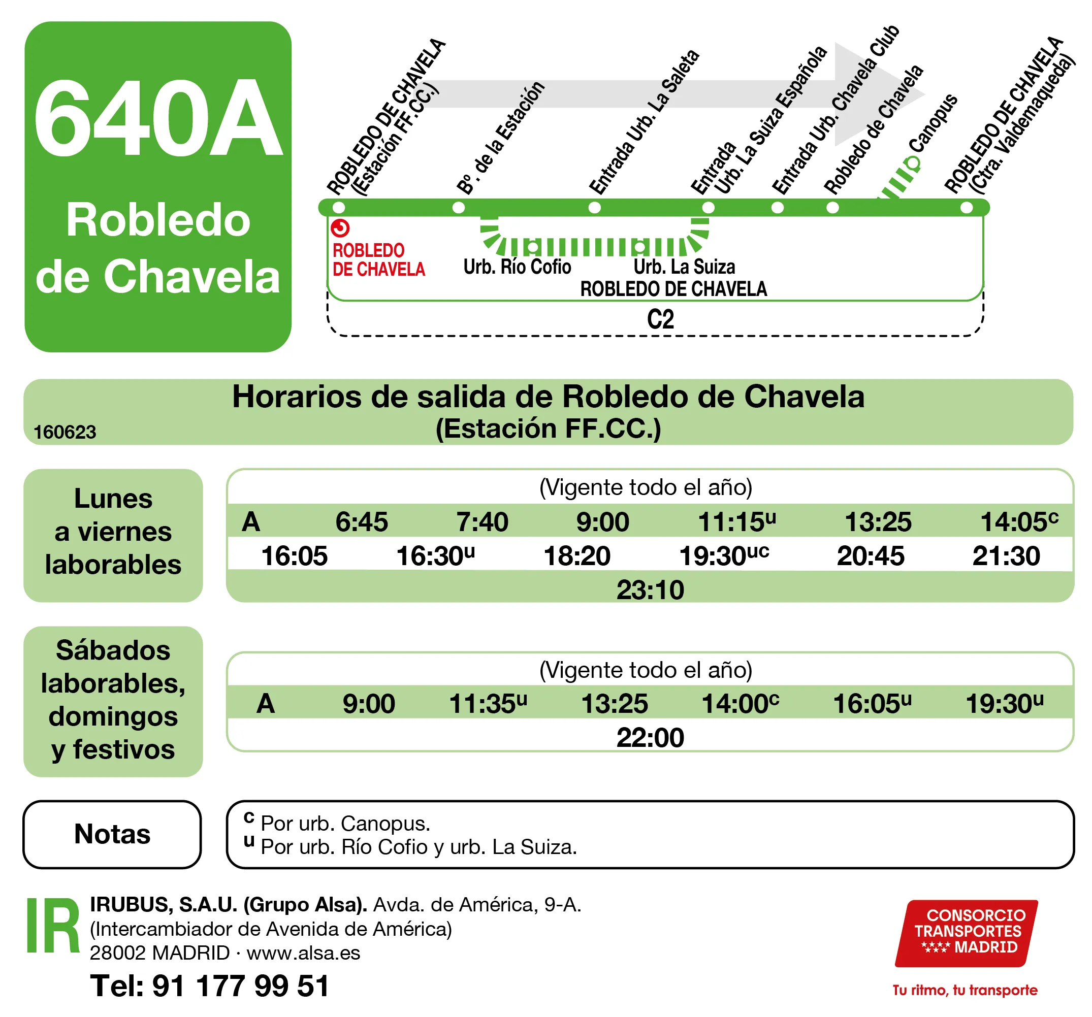 Horario de ida de la línea 640A - Autobuses interurbanos Madrid