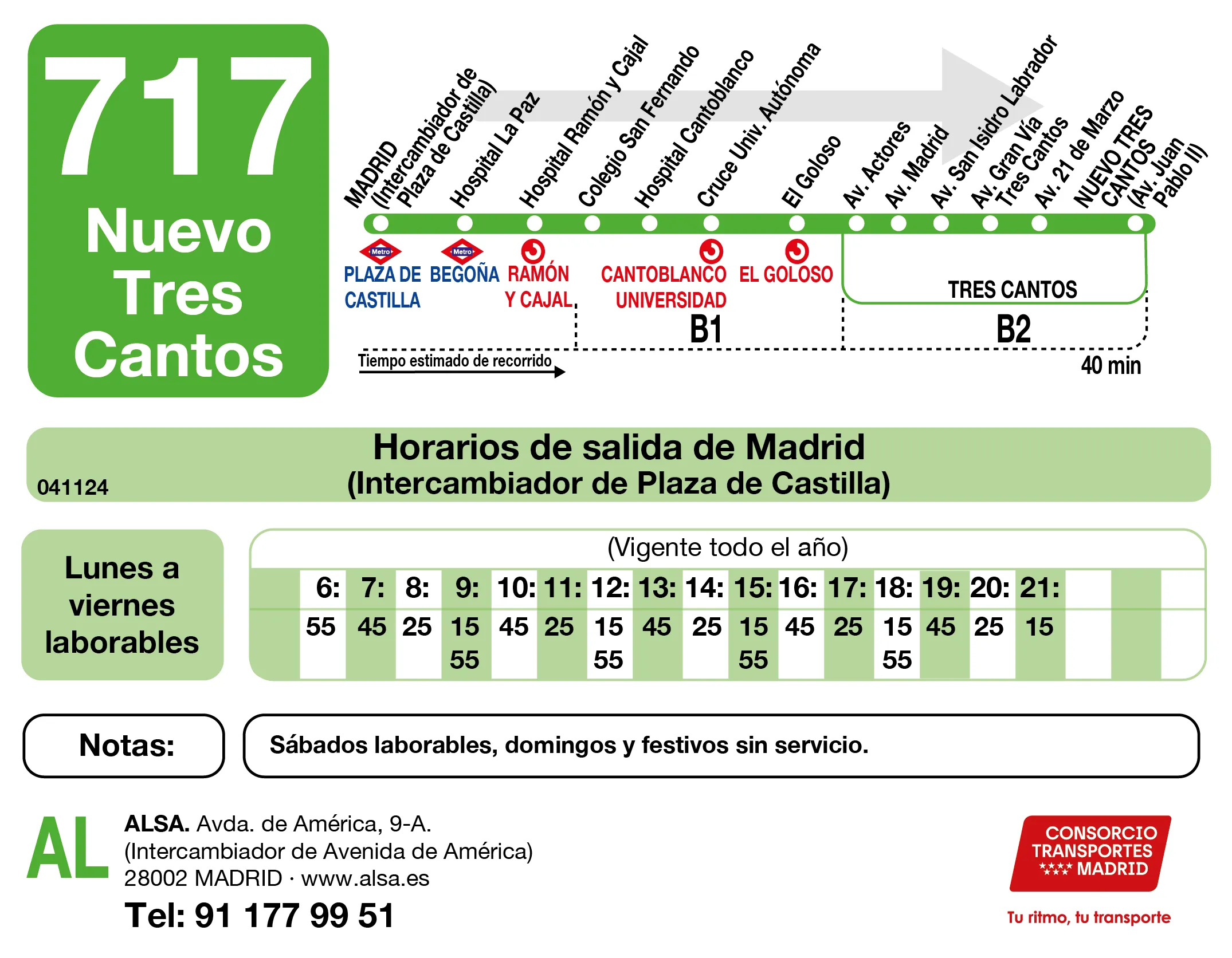 Horario de ida de la línea 717 - Autobuses interurbanos Madrid